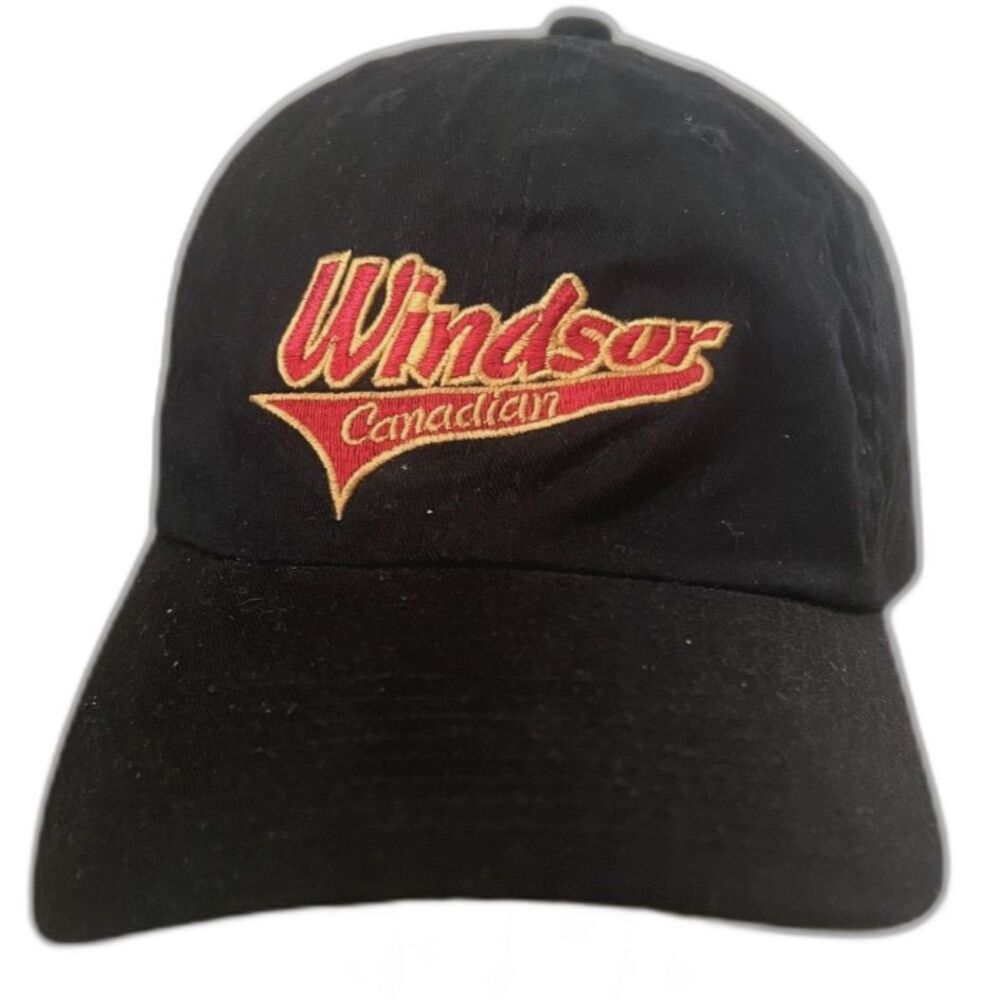OSFM Mens Black Windsor Canadian Baseball Ball Cap Hat Adjustable Strap